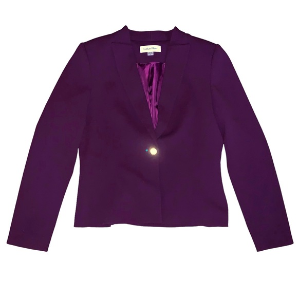 Calvin Klein Jackets & Blazers - Calvin Klein Women Purple Blazer with Front Opening Gold Button Size 8